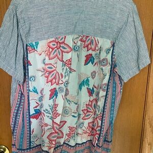 J. Jill Multicolor Floral and Stripe Blouse